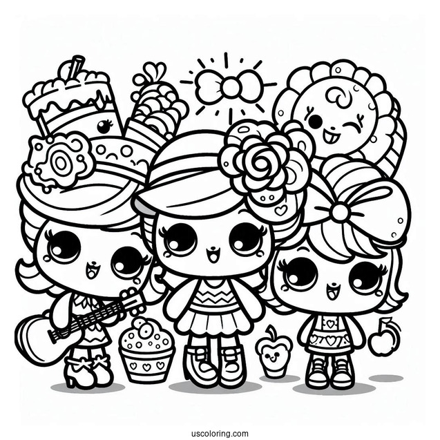 Coloring Sheet Of Shoppies With Their Shopkins