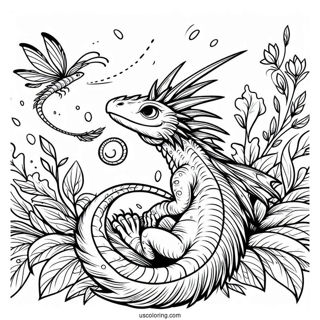 Easy Dragon Lizard Coloring Page