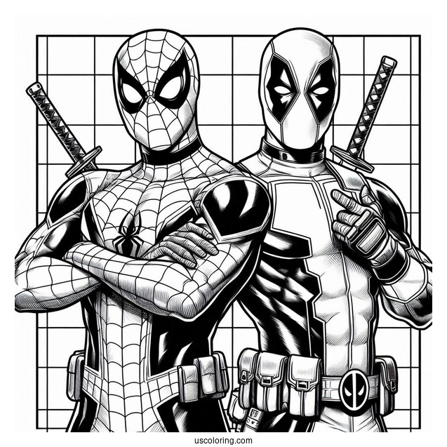 Coloring Page Of Spider Man And Deadpool