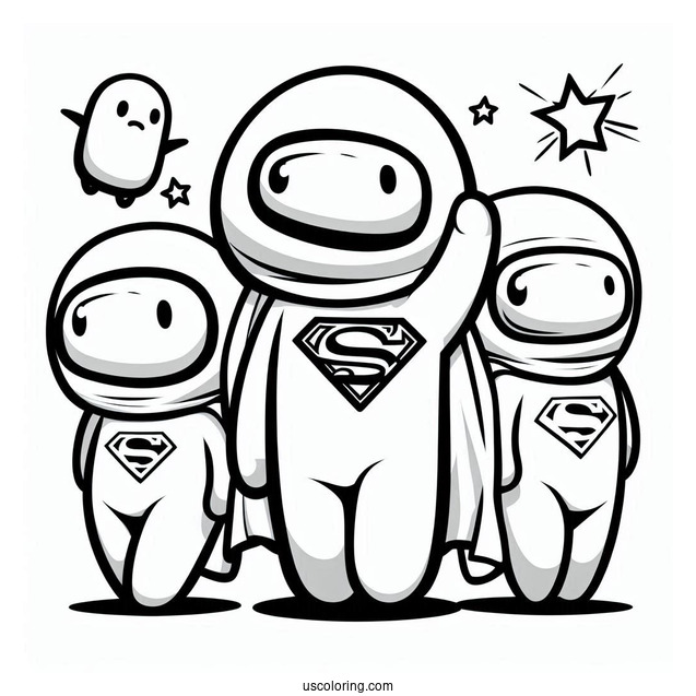 Among Us Superman Themed Coloring Page