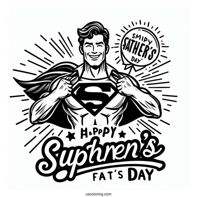 Mighty Superman With A Happy Father's Day Coloring Page Of Sign