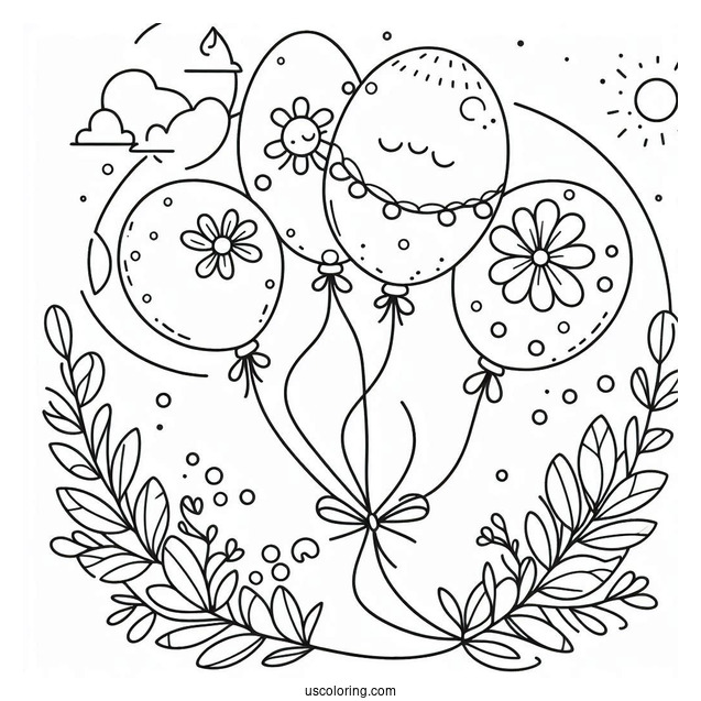 Coloring Page Of Three Balloons
