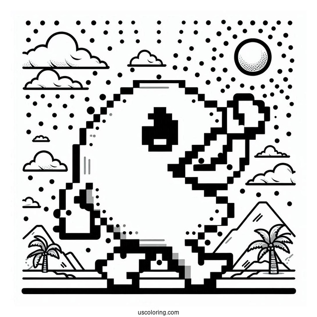 Pac-Man Coloring Page Holding Up Pac Dot