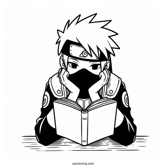 Bored Kakashi Coloring Page Reading Icha Icha Book