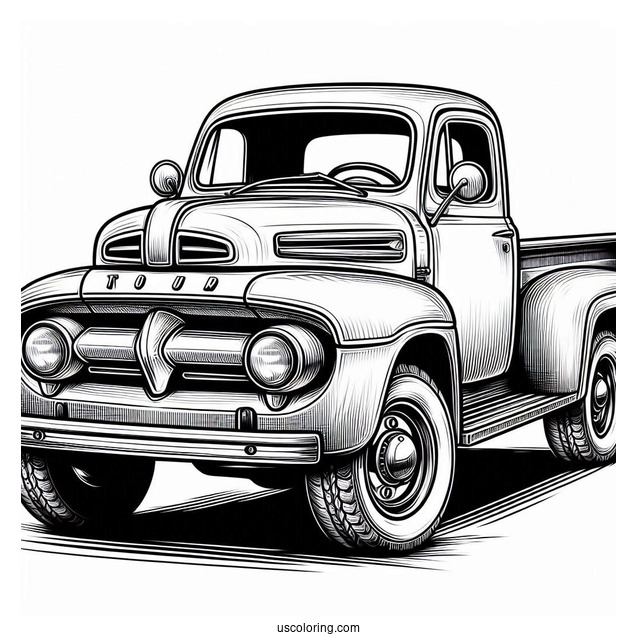 Vintage Pick Up Truck Coloring Page