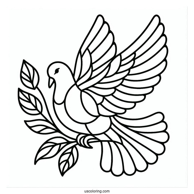 Dove Carrying A Leaf Stained Glass Coloring Page