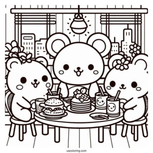Sumikko Gurashi Coloring Page Of Summiko Gurashi Friends In Diner With Minnikos