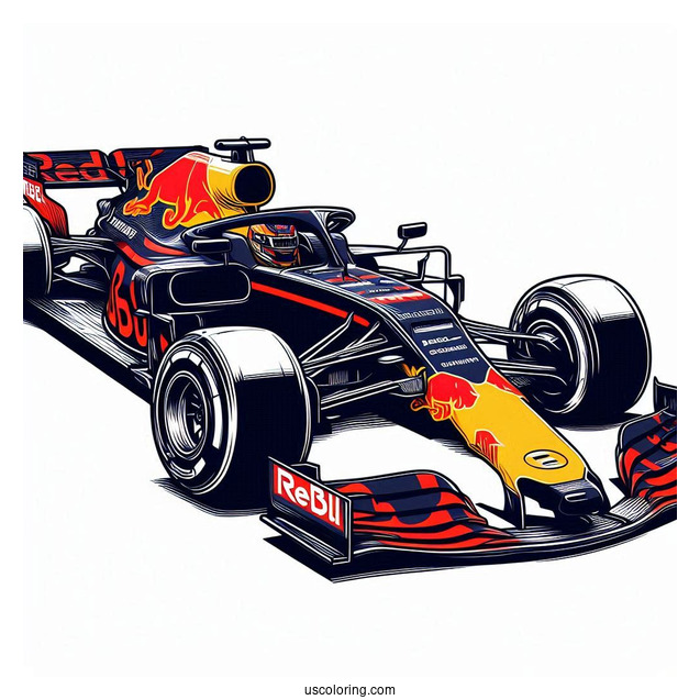 Red Bull RB16B F1 Coloring Page Race Car