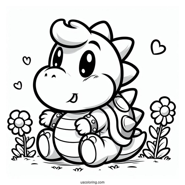Playful Baby Bowser To Color