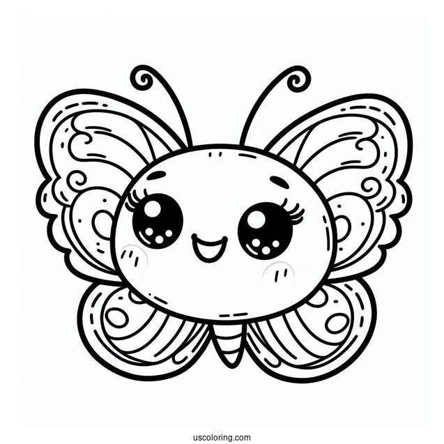 Coloring Sheet of Smiling Cartoon Butterfly