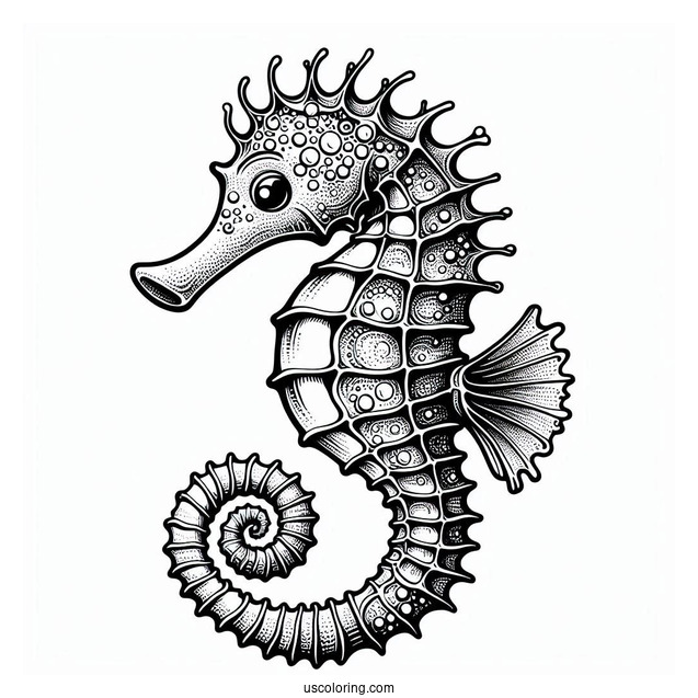 Realistic Looking Seahorse To Color