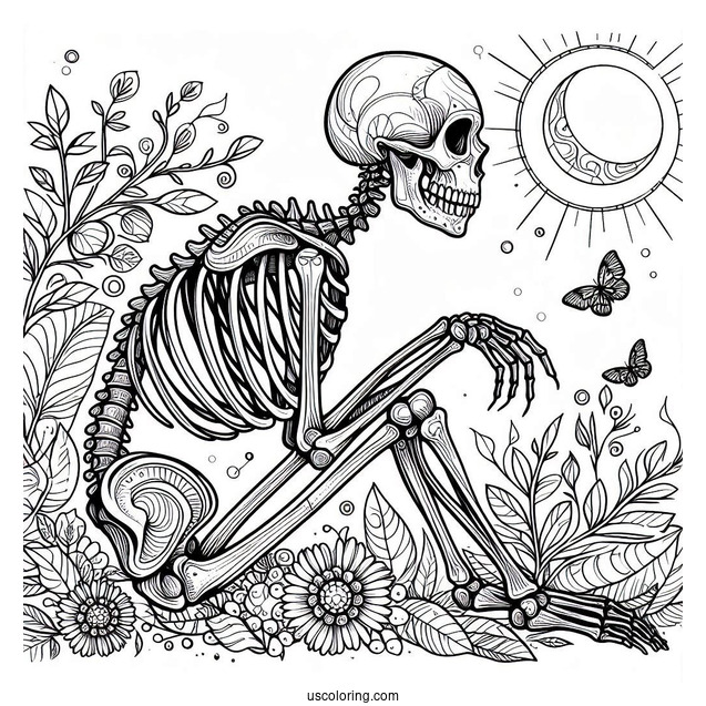 Detailed Skeleton Coloring Page In Nature
