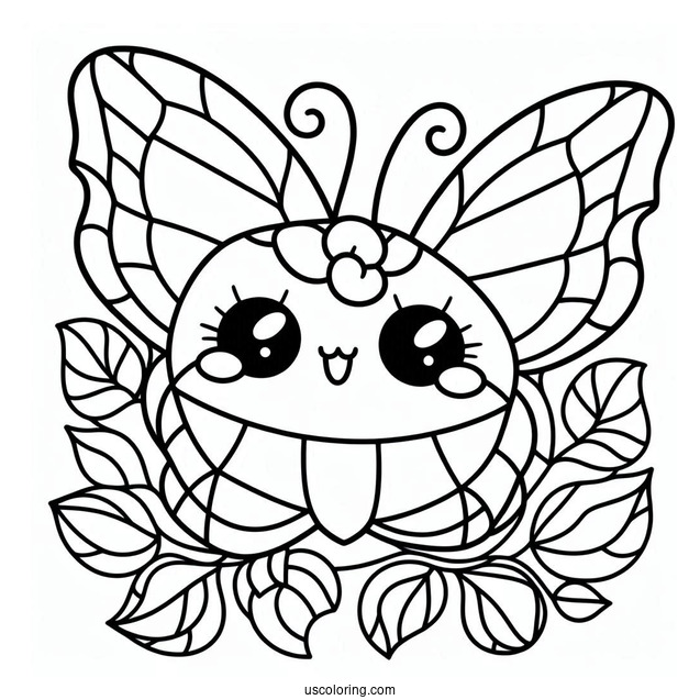 Kawaii Butterfly Stained Glass Coloring Page For Kids