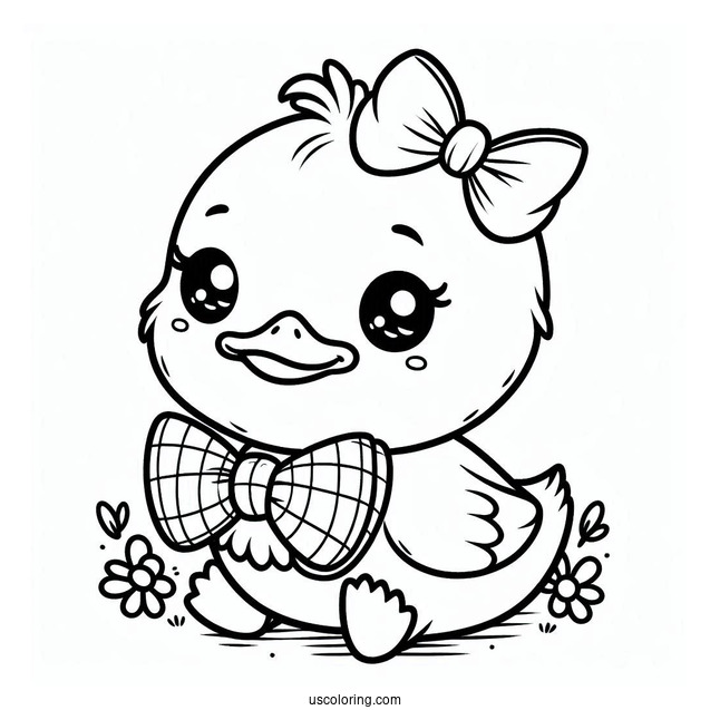 Cute Coloring Page Duck Wearing A Bowtie