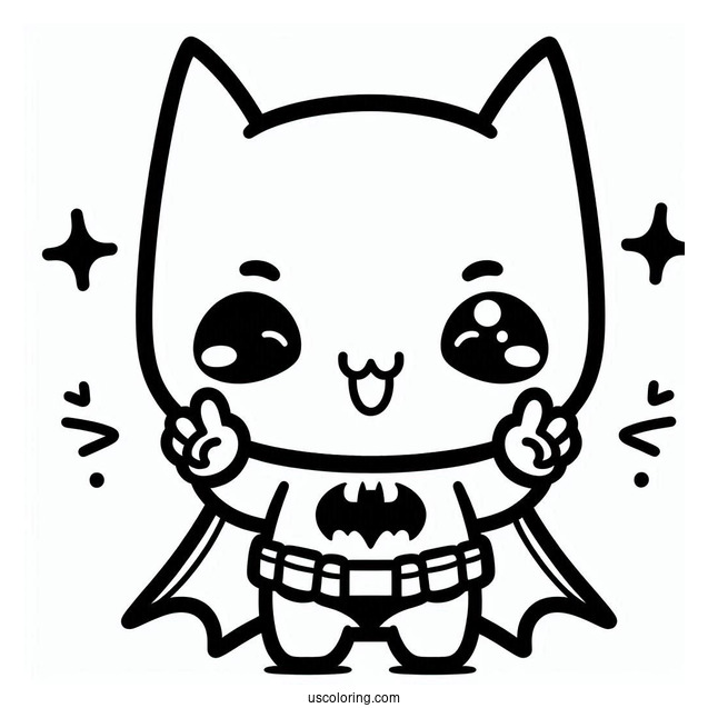 Cute Kawaii Batman Coloring For Kids