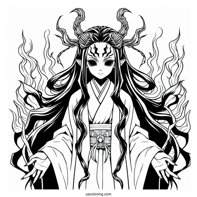 Nezuko Coloring Page Berserk Demon Form