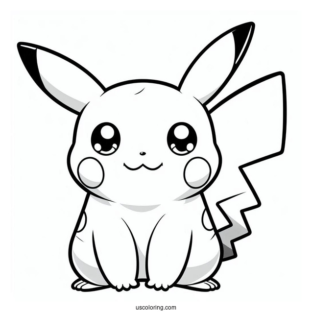 Big-Eyed Pikachu Coloring Sheet