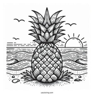 Pineapple With Ocean And Sand