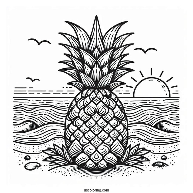 Pineapple With Ocean And Sand