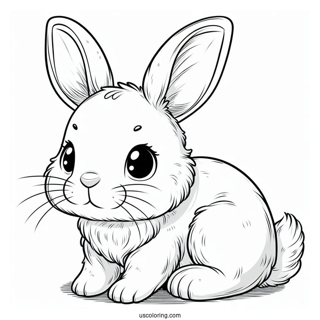 Baby Rabbit With Big Ears To Color