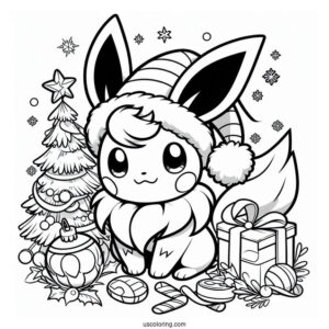 Pokemon Christmas Coloring Page V Card