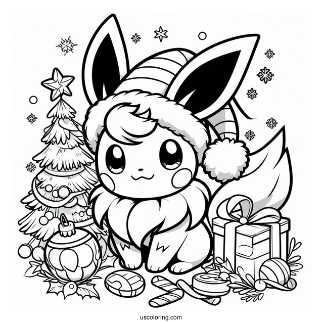 Pokemon Christmas Coloring Page V Card