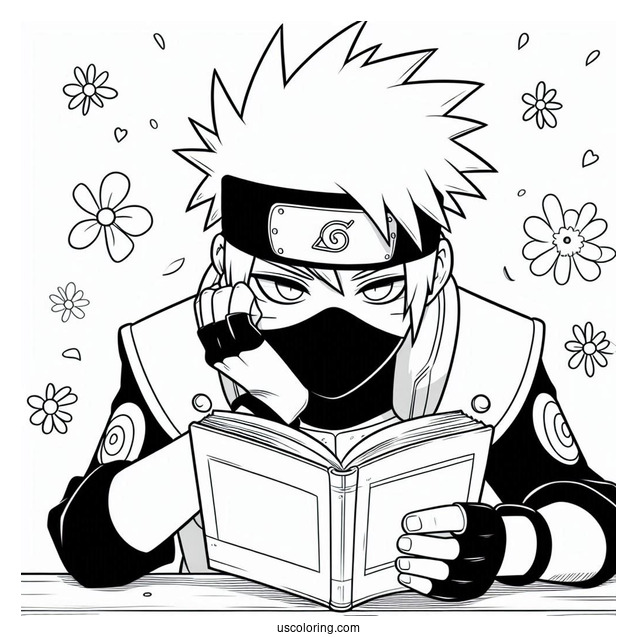 Bored Kakashi Coloring Page Reading Icha Icha Book