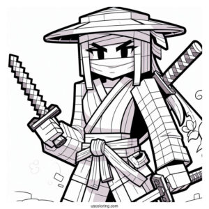Minecraft Ninja Coloring Sheet For Kids