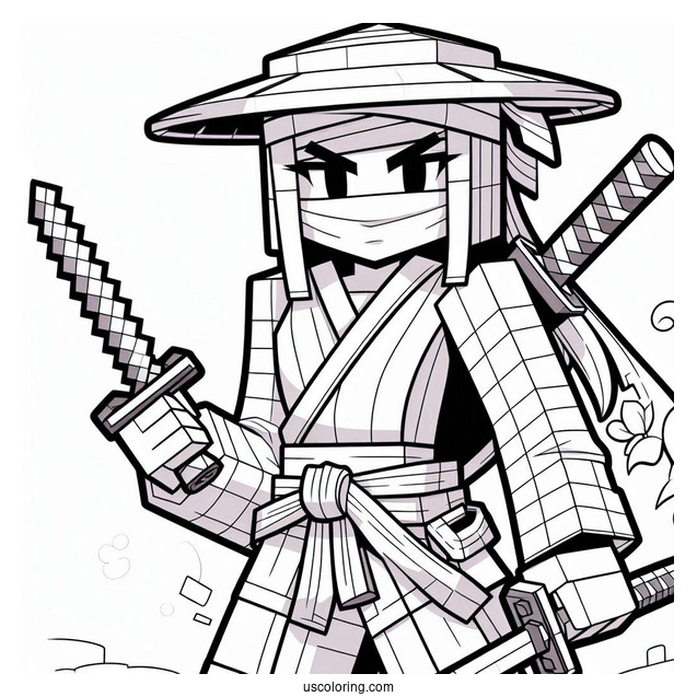 Minecraft Ninja Coloring Sheet For Kids