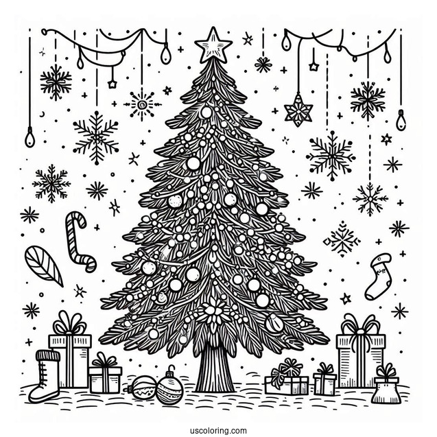 Large Christmas Tree With Lights And Decorations