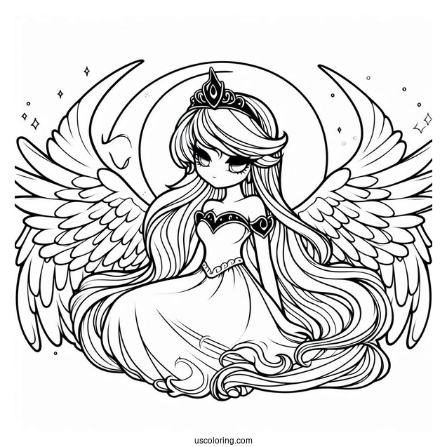 Beautiful Princess Luna Coloring Page With Wings Spread