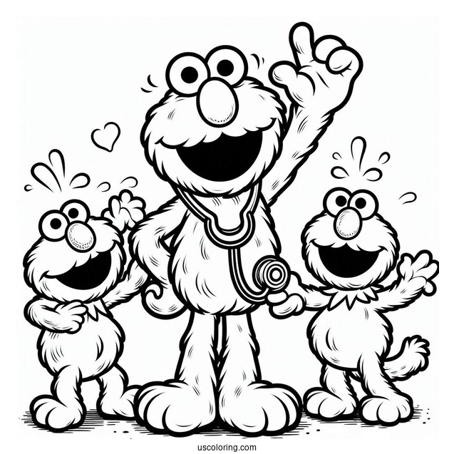 Elmo and Friends Coloring Page