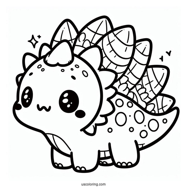 Kawaii Chibi Stegosaurus Coloring Page For Preschoolers