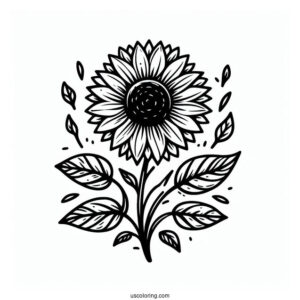 Simple Kids Sunflower For Coloring In