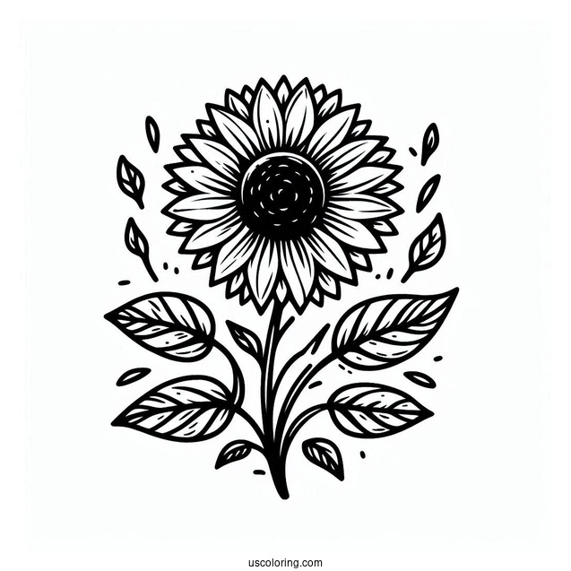 Simple Kids Sunflower For Coloring In