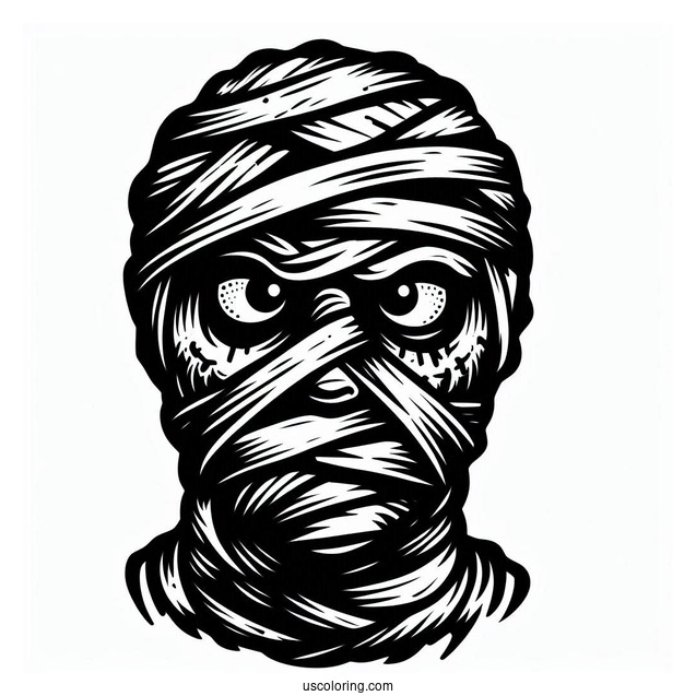 Scary Mummy Coloring Page Face