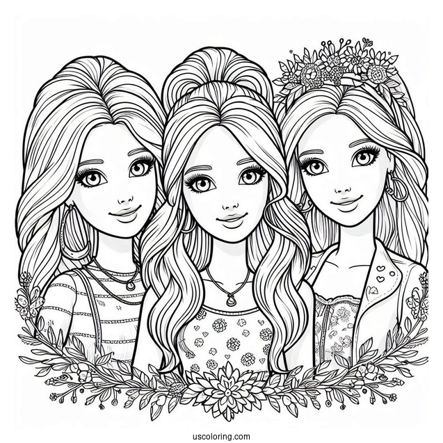 Barbie Friends Forever Coloring Page