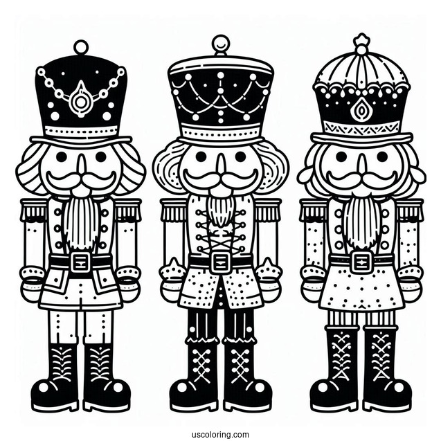 Three Easy Nutcracker Coloring Page Outlines For Kids