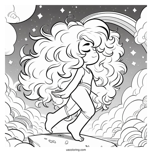 Steven Universe Coloring Page Of Rainbow Quartz 2.0 Walking On Clouds