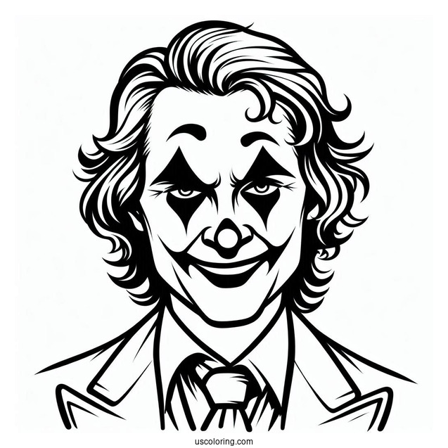 Simple Outline Of Joker Coloring In For Kids