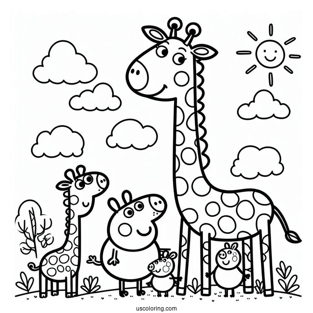 Gerald Giraffe With Family And Peppa