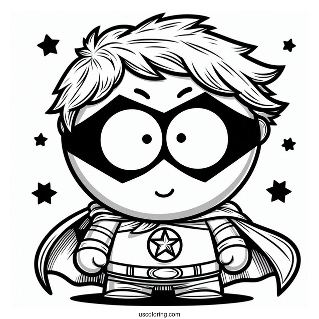 South Park Coloring Page Of Cute Wonder Tweek In Superhero Costume