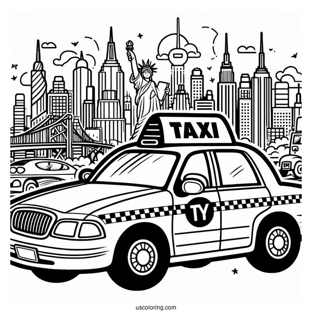 New York Coloring Page Of Taxi For Preschoolers