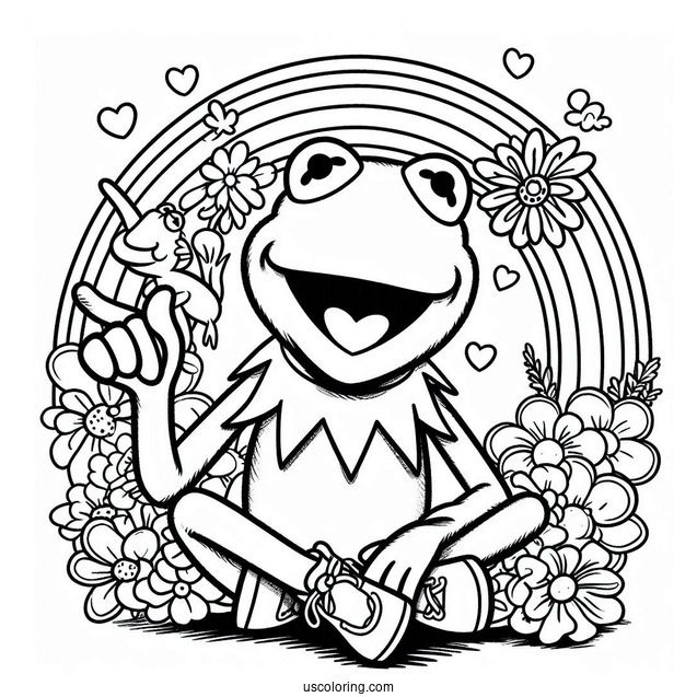 Muppets Coloring Page Of Happy Kermit The Frog For Kids