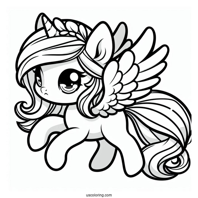 Chibi Pegasus Coloring Page For Preschoolers