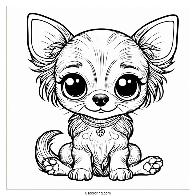 Simple Chihuahua Coloring Page With Big Eyes