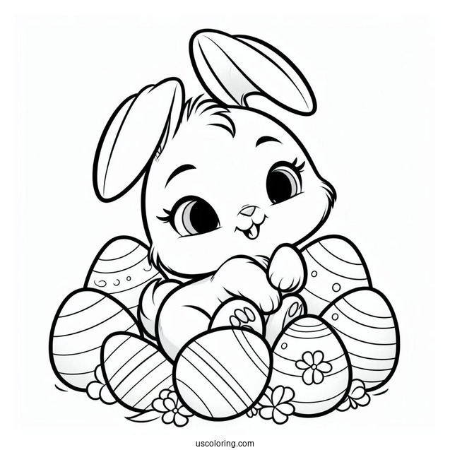 Disney Easter Bunny Coloring Page Outline With Eggs