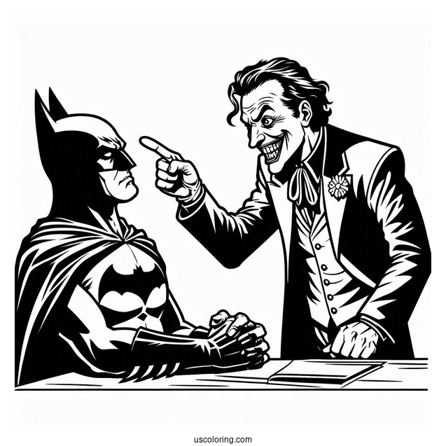 Batman Interrogating The Joker Coloring Sheet