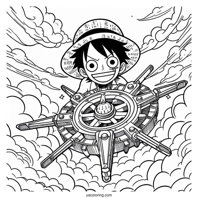 Luffy Coloring Page Boundman Gear In The Sky