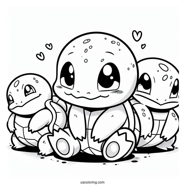 Squirtle Coloring Page With Charmander And Bulbasaur